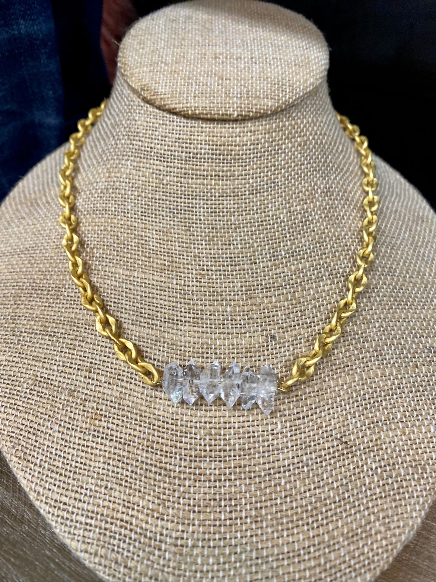 Herkimer Diamond Bar Necklace