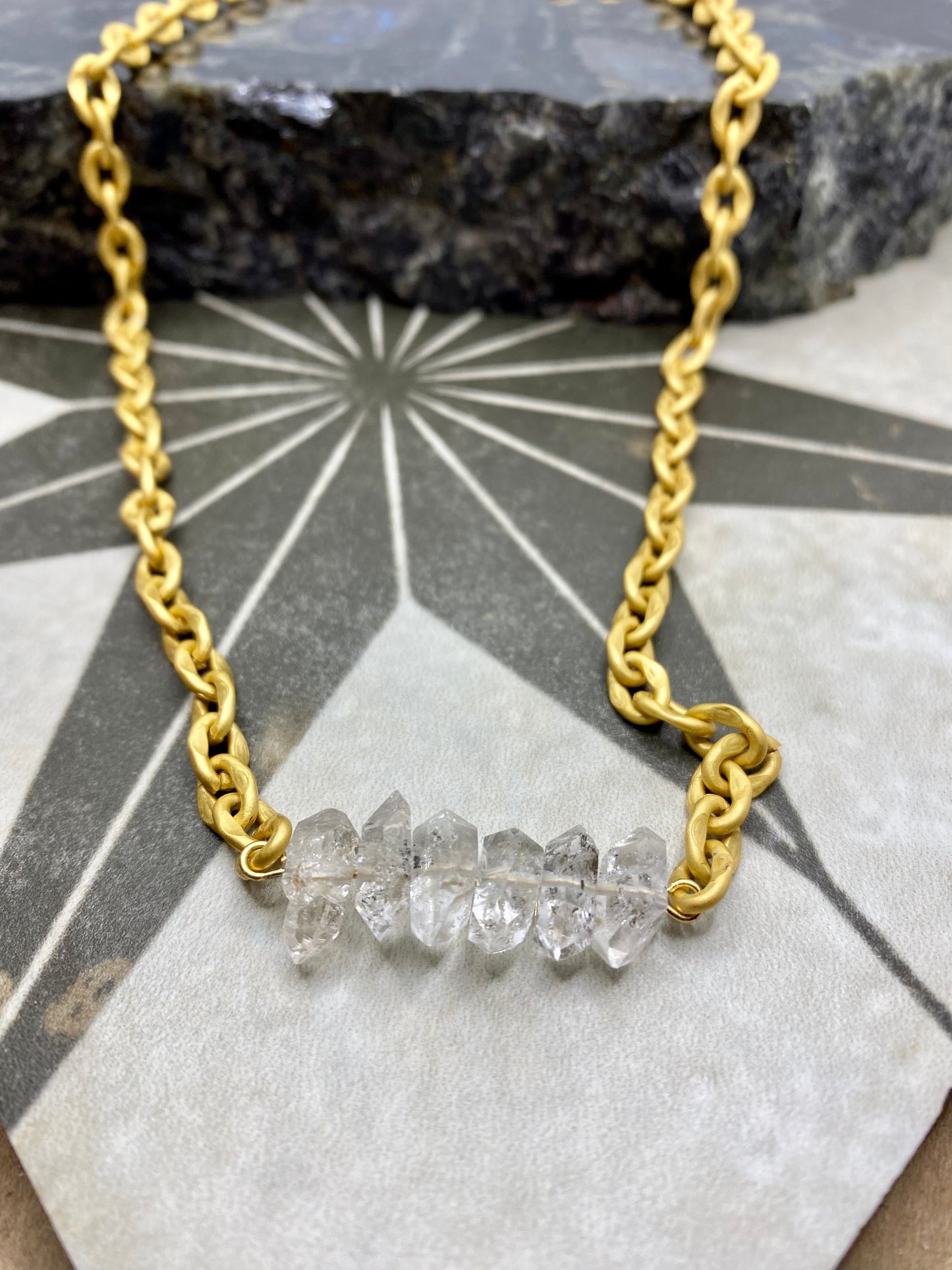 Herkimer Diamond Bar Necklace