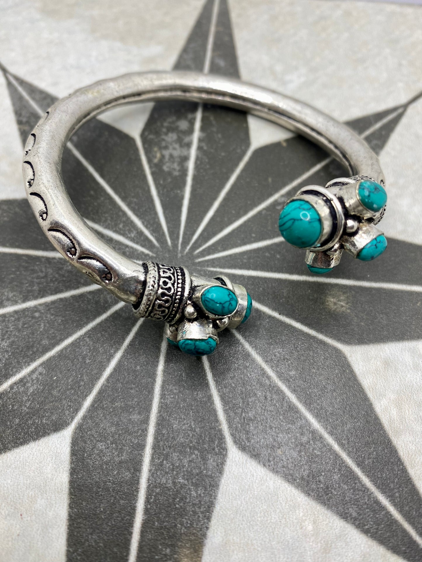 Mock Turquoise Boho Bangle