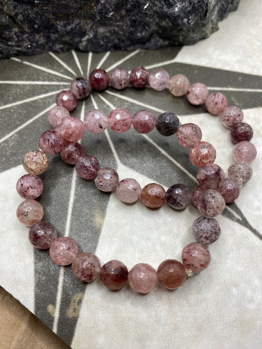 Faceted Strawberry Quartz Bracelet