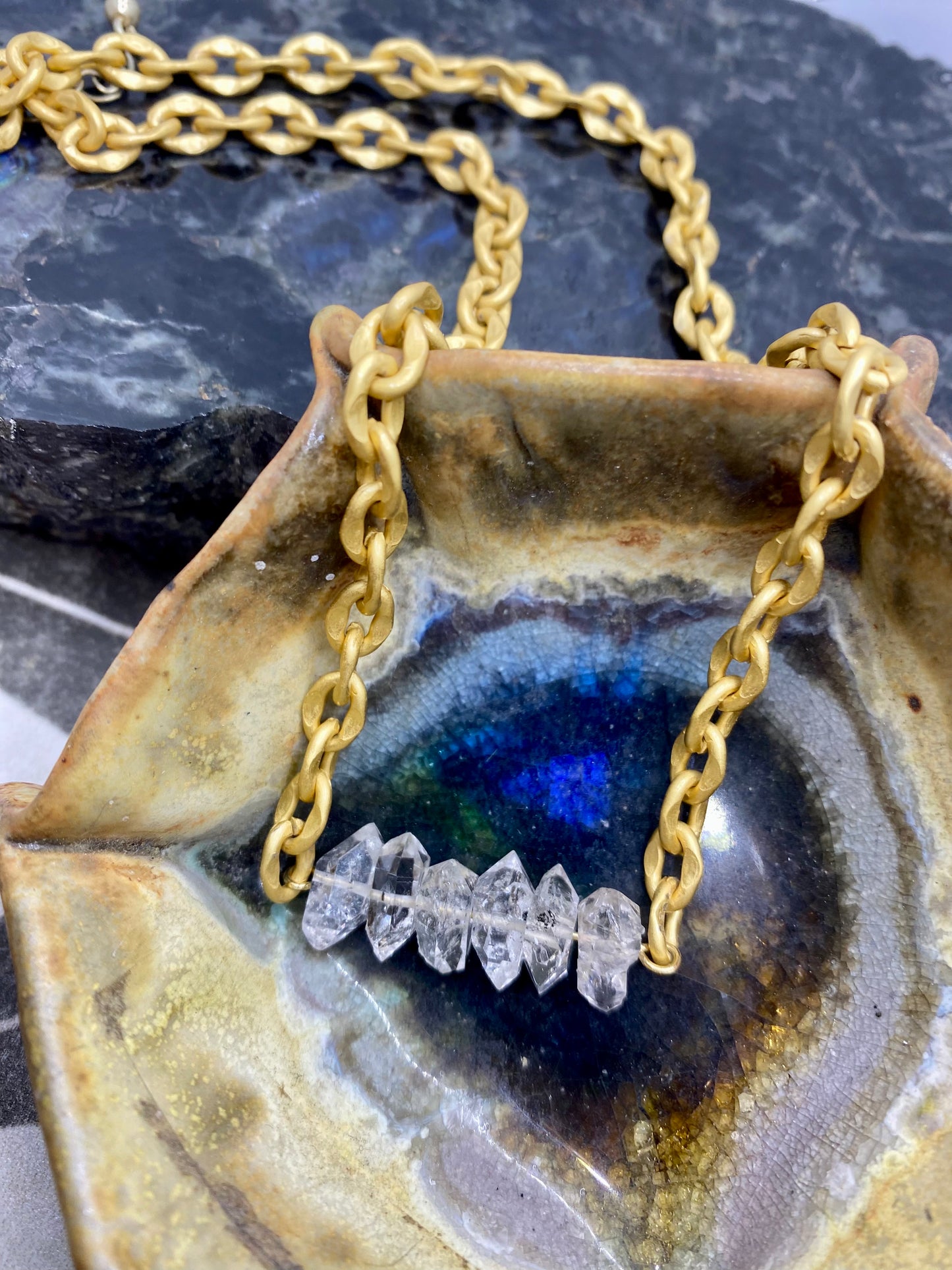 Herkimer Diamond Bar Necklace