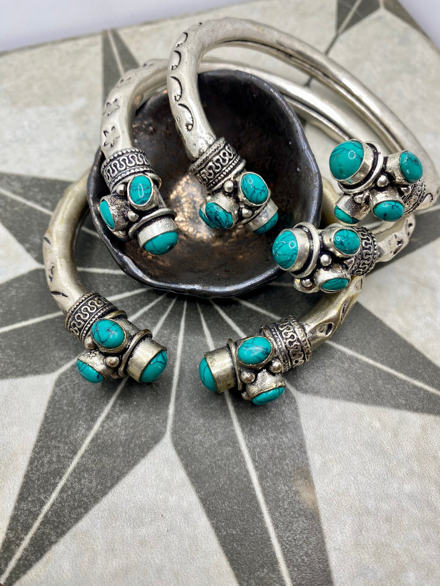 Mock Turquoise Boho Bangle