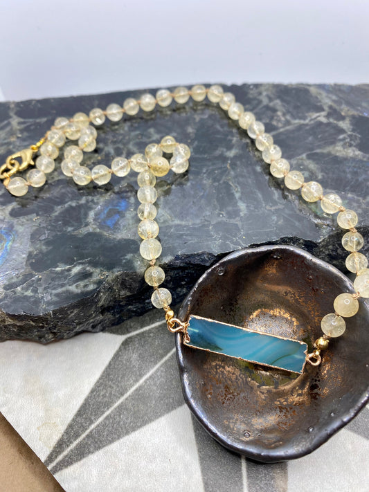 Citrine Agate Bar Necklace