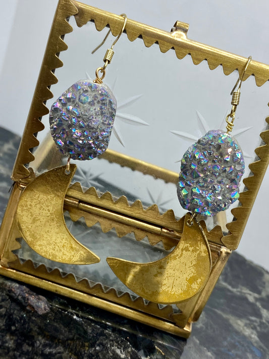 Druzy Moon Earrings